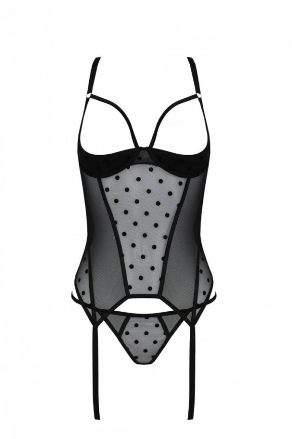 Корсет Passion MARINA CORSET, XXL/XXXL, black, с открытыми чашками фото 3