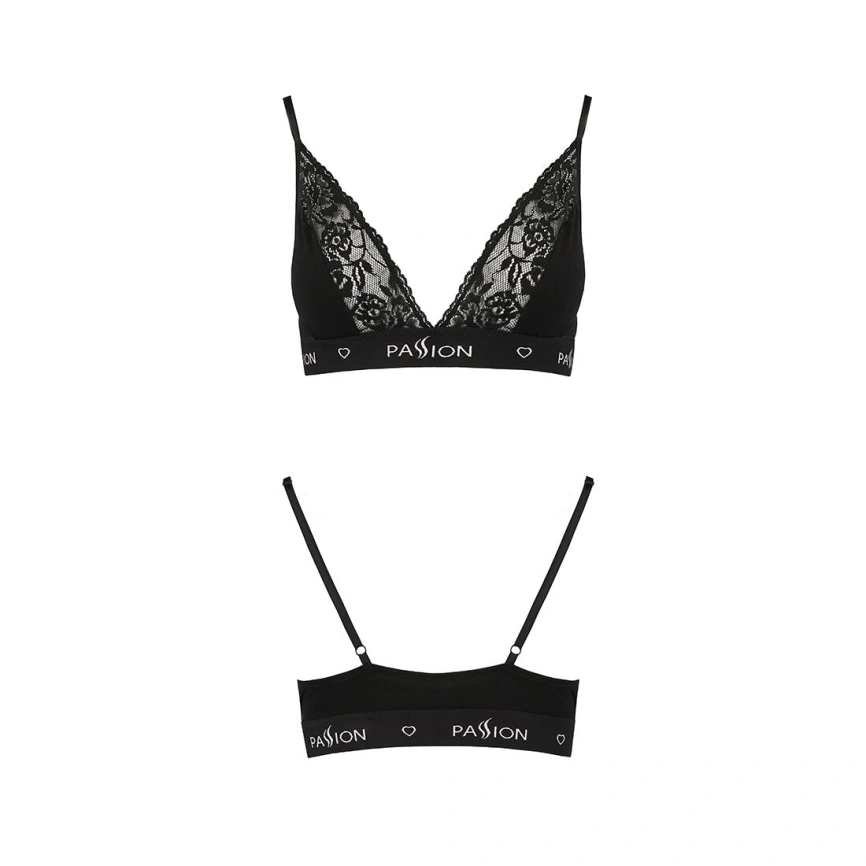 Эластичный топ с кружевом Passion PS001 TOP L, black фото 12
