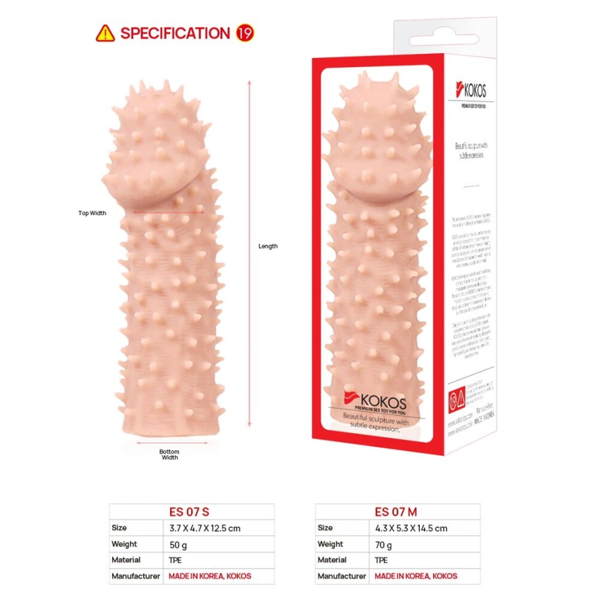 Насадка на член Kokos Extreme Sleeve ES.07 размер M, утолщающая, стимуляция точки G фото 7