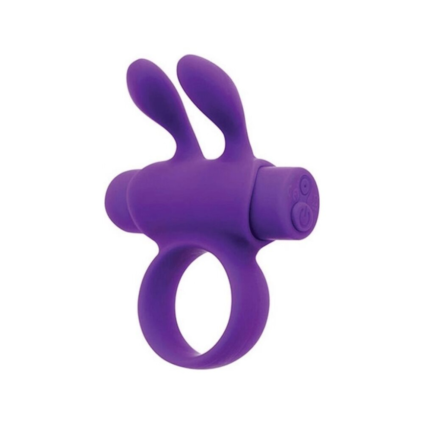 Ерекційне віброкільце S Pleasures Premium Rabbit Ring фіолетове, зі знімною віброкулею та вушками фото 1