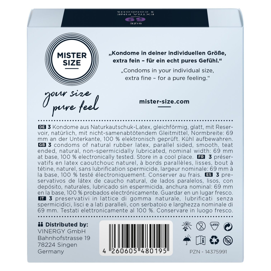 Презервативи Mister Size - pure feel - 69 (3 condoms), товщина 0,05 мм фото 3