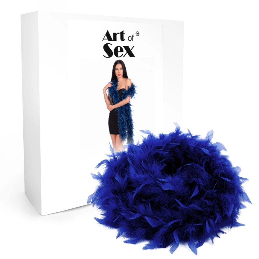 Боа из перьев Art of Sex, длина 2 метра, цвет синий фото 2