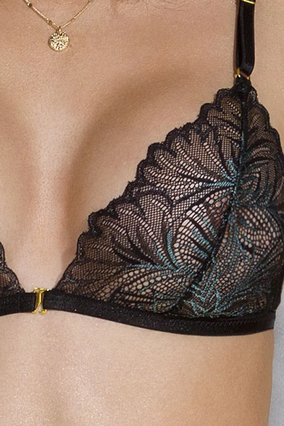 Комплект с открытым доступом Passion DELIENA SET S/M black, лиф, стринги, пояс для чулок фото 8