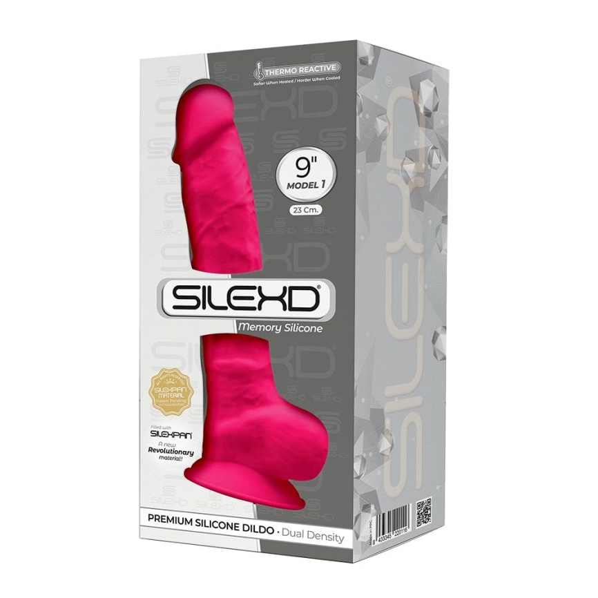 Фалоімітатор SilexD Tomas Pink (MODEL 1 size 9in), двошаровий, силікон + Silexpan, діаметр 4,9см фото 3