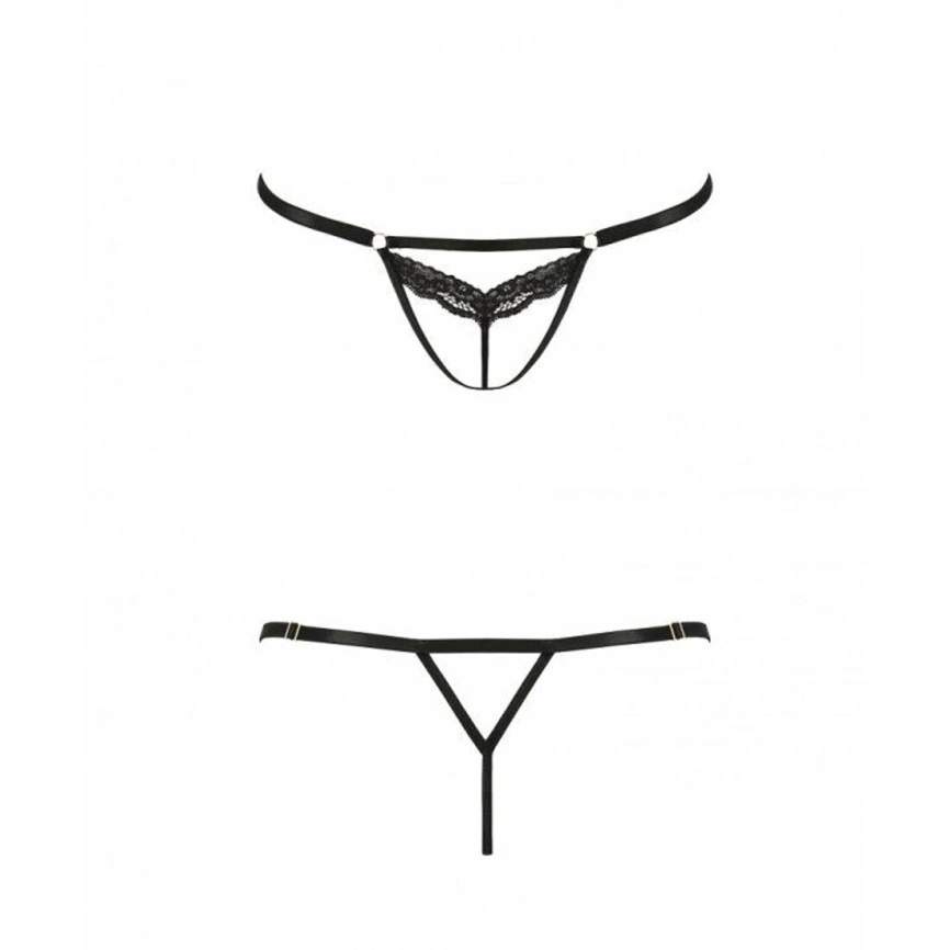Откровенные трусики-стрепы с кружевом Passion Exclusive SOLON THONG XXL/XXXL, black фото 5