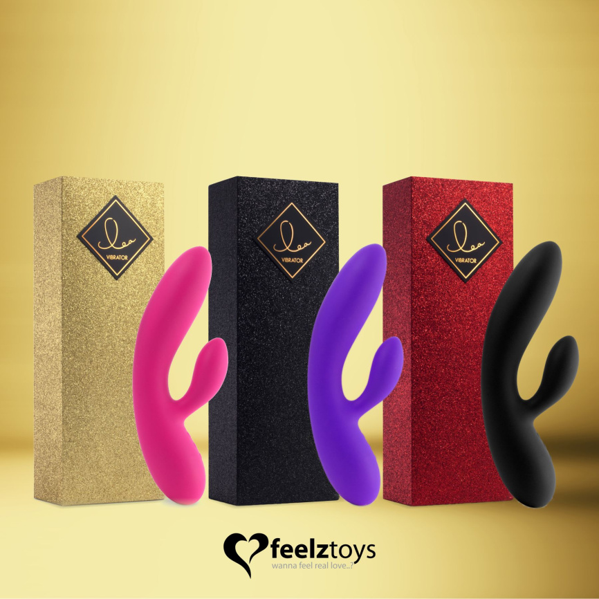 Гнучкий вібратор кролик з двома моторами FeelzToys Lea Rabbit Vibrator Rubine Red фото 7