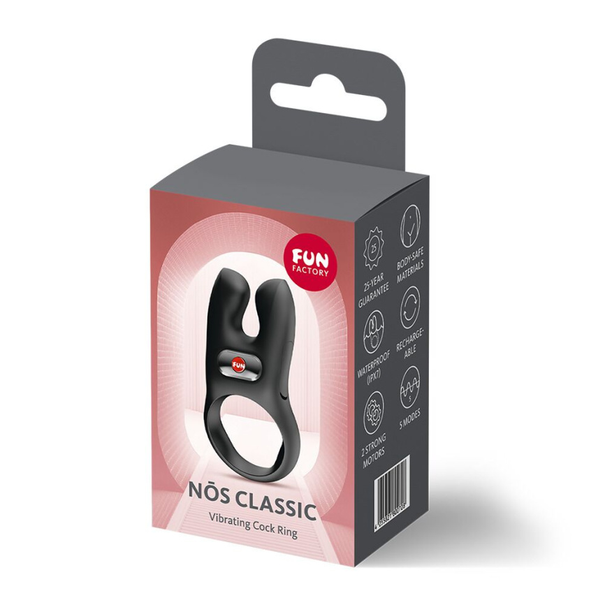 Ерекційне віброкільце з подвійною стимуляцією клітора Fun Factory NŌS CLASSIC Black, 2 мотори фото 8