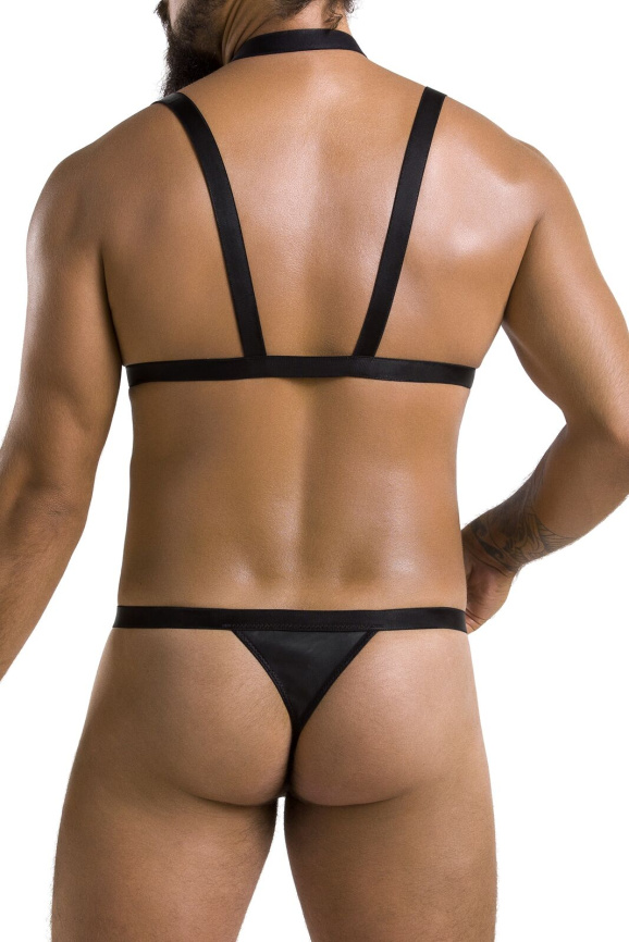 Комплект чоловічої білизни зі стреп Passion 039 SET ANDREW S/M Black, стринги, шлейки фото 2