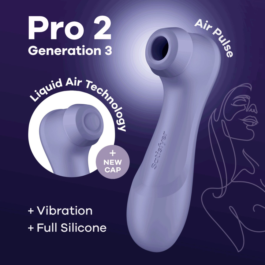 Вакуумний кліторальний стимулятор Satisfyer Pro 2 Generation 3 with Liquid Air Lilac фото 1