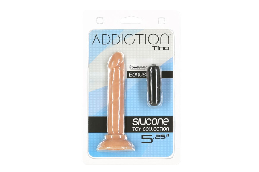 Фалоімітатор ADDICTION Tino 5.25″ Silicone Dildo, присоска, діаметр 1,9 см, віброкуля в подарунок фото 5