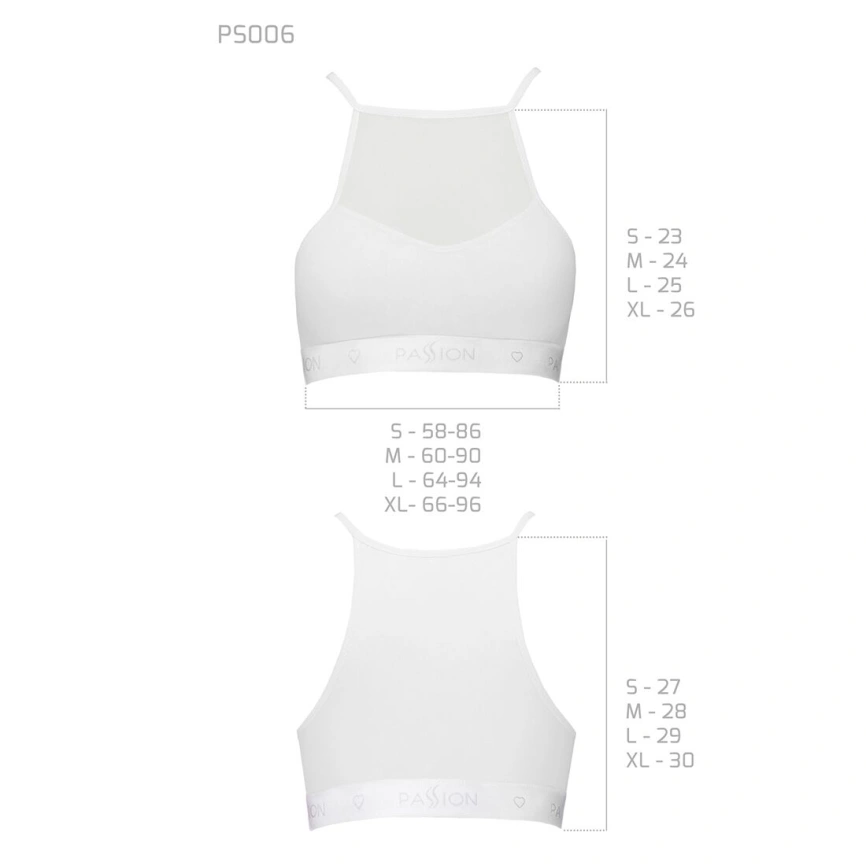 Спортивный топ с прозрачной вставкой Passion PS006 TOP XL, white фото 10