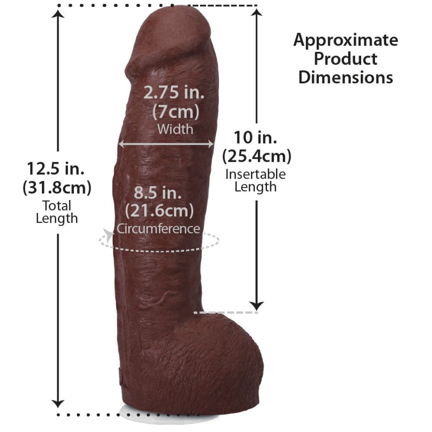 Фалоімітатор Doc Johnson The Realistic Cock ULTRASKYN - 12 Inch Hung with Balls Chocolate фото 5