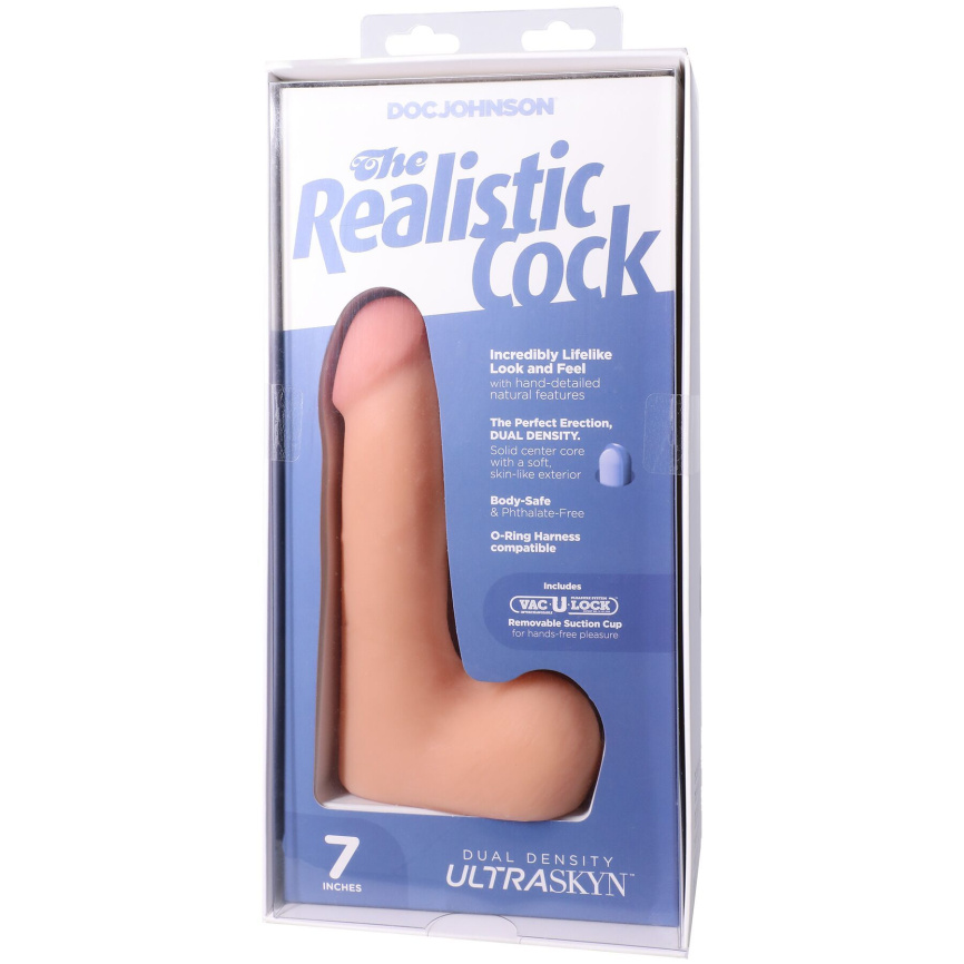 Фалоімітатор Doc Johnson The Realistic Cock ULTRASKYN 7 Inch with Balls Vanilla (м'яте паковання!!!) фото 10