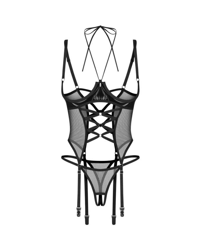 Корсет Obsessive Dominna cupless corset & crotchless thong S/M фото 4
