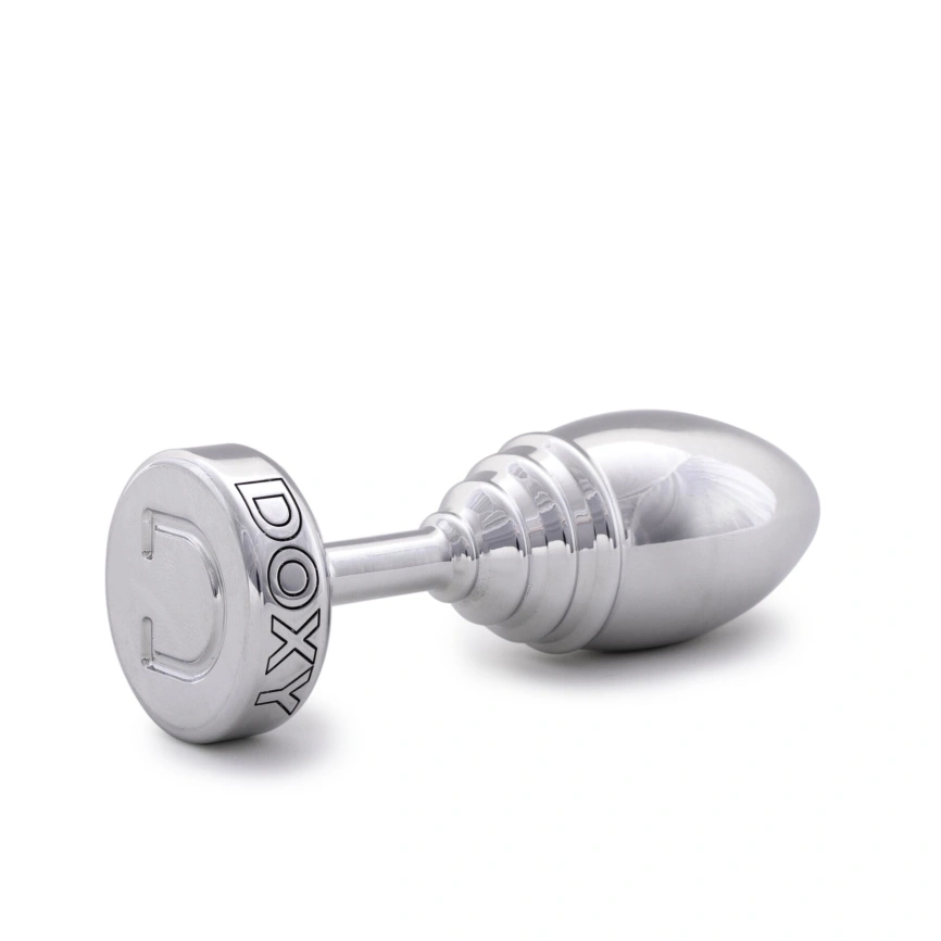 Металлическая анальная пробка DOXY Butt Plug RIBBED, ребристая, диаметр 3,3 см фото 2