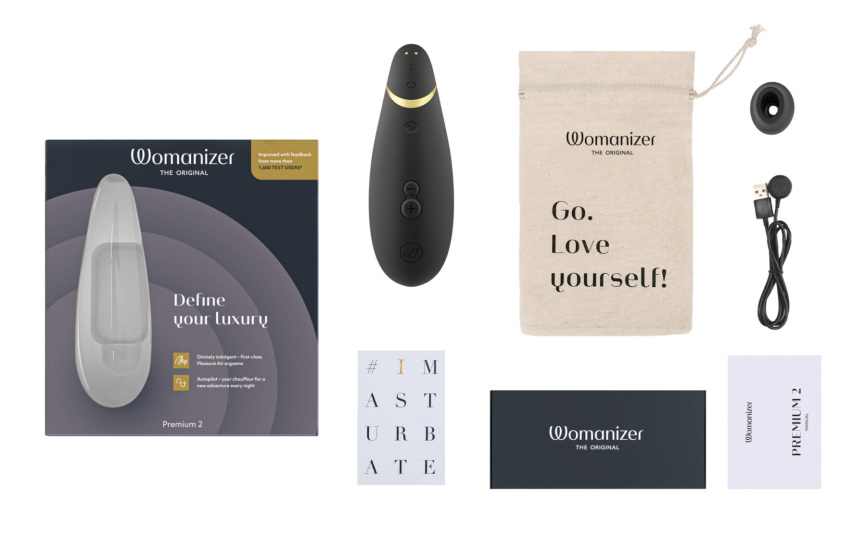 Вакуумний кліторальний стимулятор Womanizer Premium 2 - Black, функції Autopilot та Smart Silence фото 6