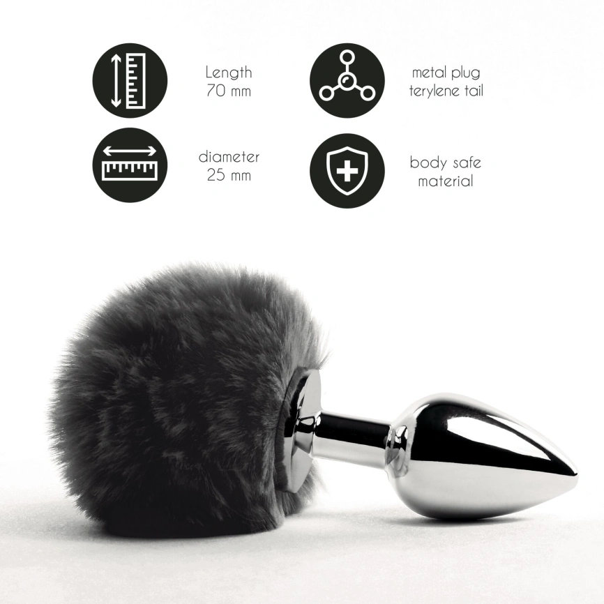 Анальная пробка FeelzToys - Bunny Tails Butt Plug Black фото 2