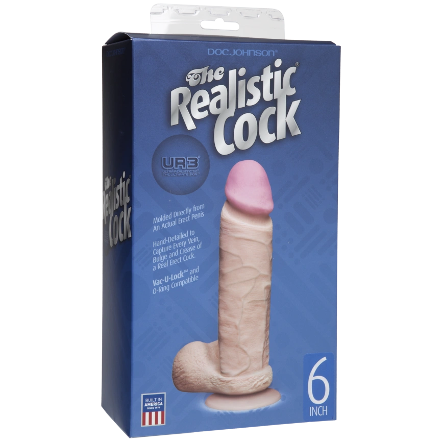 Фаллоимитатор Doc Johnson The Realistic Cock 6 inch White — ULTRASKYN, Vack-U-Lock, диаметр 4,3 см фото 2