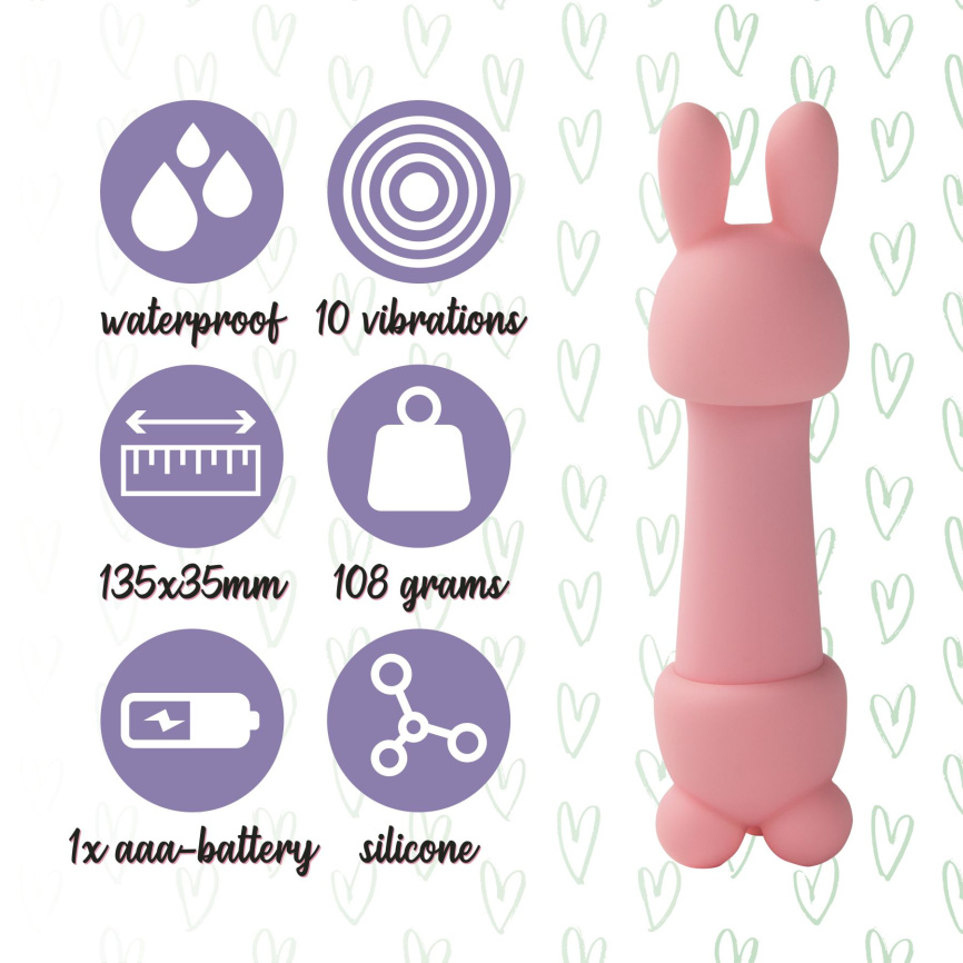 Мінівібратор FeelzToys Mister Bunny Pink з двома насадками фото 5