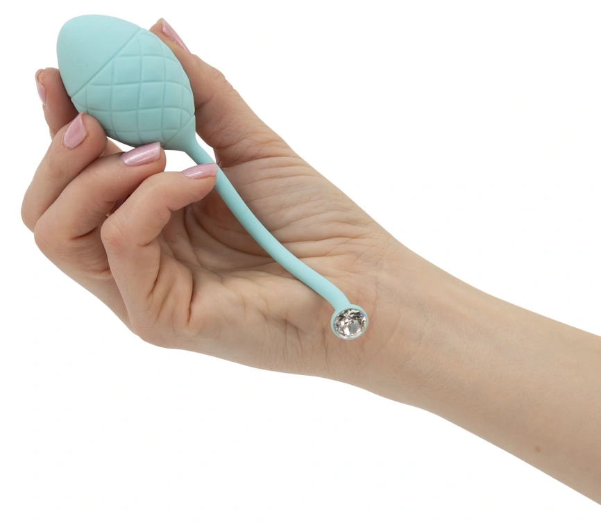 Роскошные вагинальные шарики PILLOW TALK - Frisky Teal с кристаллом, диаметр 3,2см, вес 49-75гр фото 3