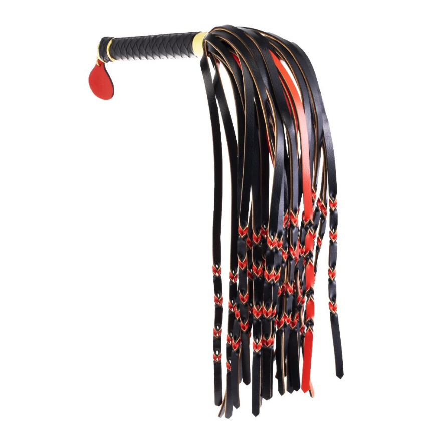 Флогер LOCKINK SEVANDA Red & Black Braided Tail Flogger, червоно-чорний, хвости з вузликами фото 1
