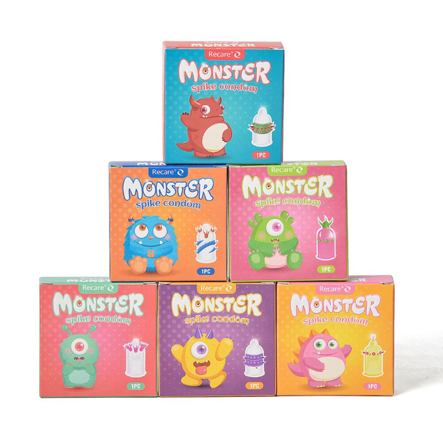 Насадка на член Recare Green Monster Spike Condom (презерватив з рядом кульок і вусиками на кінчику) фото 8