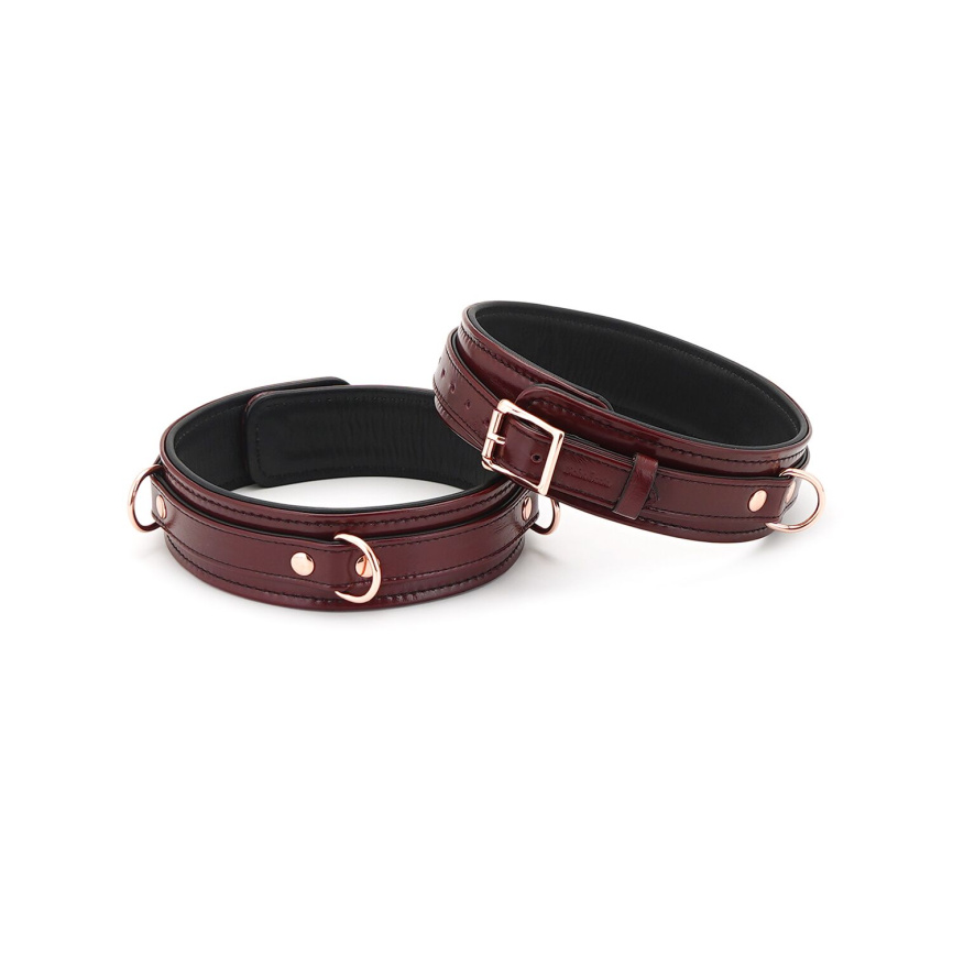 Фіксатори для стегон Liebe Seele Wine Red Thigh Cuffs S Size, натуральна  шкіра фото 1