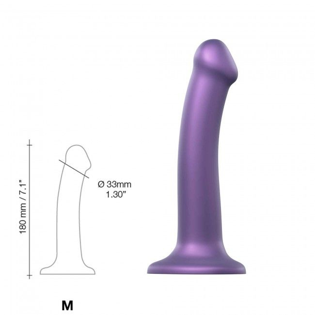 Насадка для страпону Strap-On-Me Mono Density Dildo Violet M, діам. 3,3 см, одношаровий силікон, гну фото 3