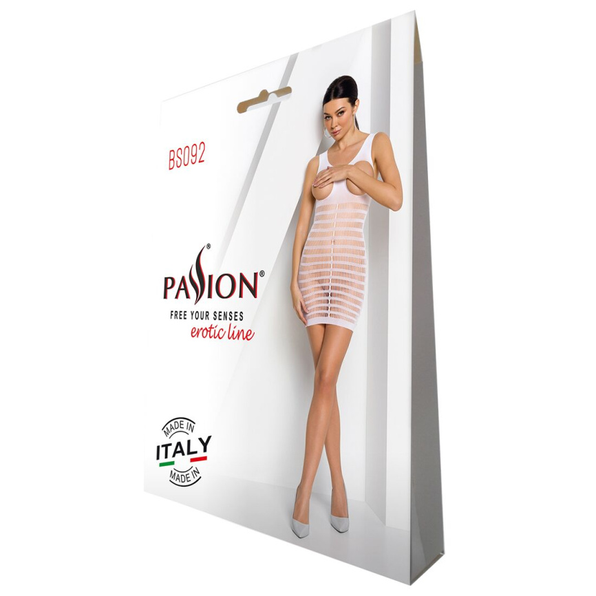 Бодістокінг-сукня з відкритими грудями Passion BS092 white фото 4