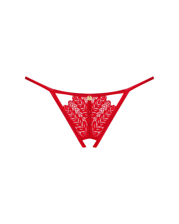 Трусики з доступом Obsessive Ingridia crotchless thong XL/2XL, червоні фото 3