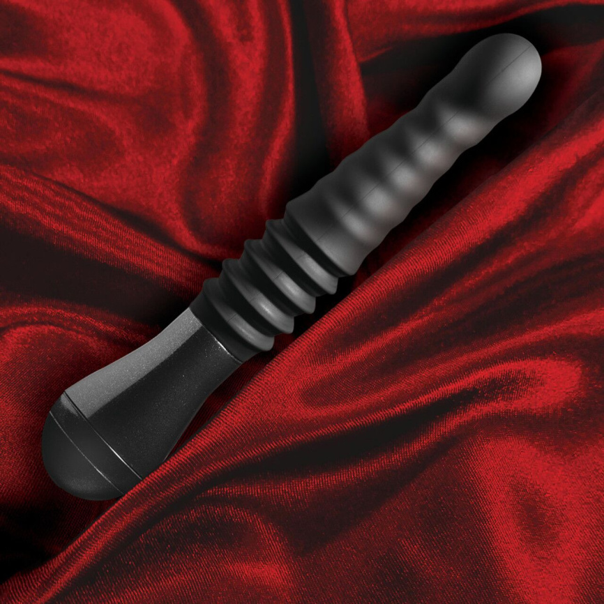 Пульсатор Blush Temptasia – Lazarus Thrusting Dildo – Black, ребристий стовбур, 3 швидкості фото 8