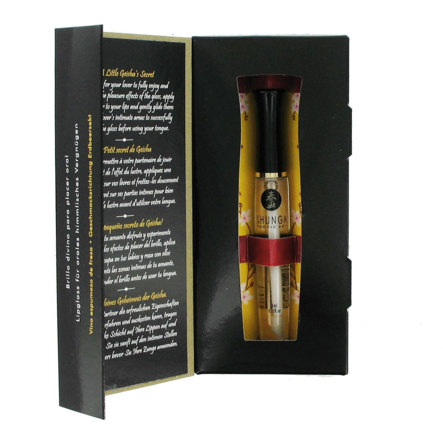 Стимулювальний блиск для губ Shunga LIPGLOSS – Sparkling Strawberry Wine (10 мл), ефект поколювання фото 3