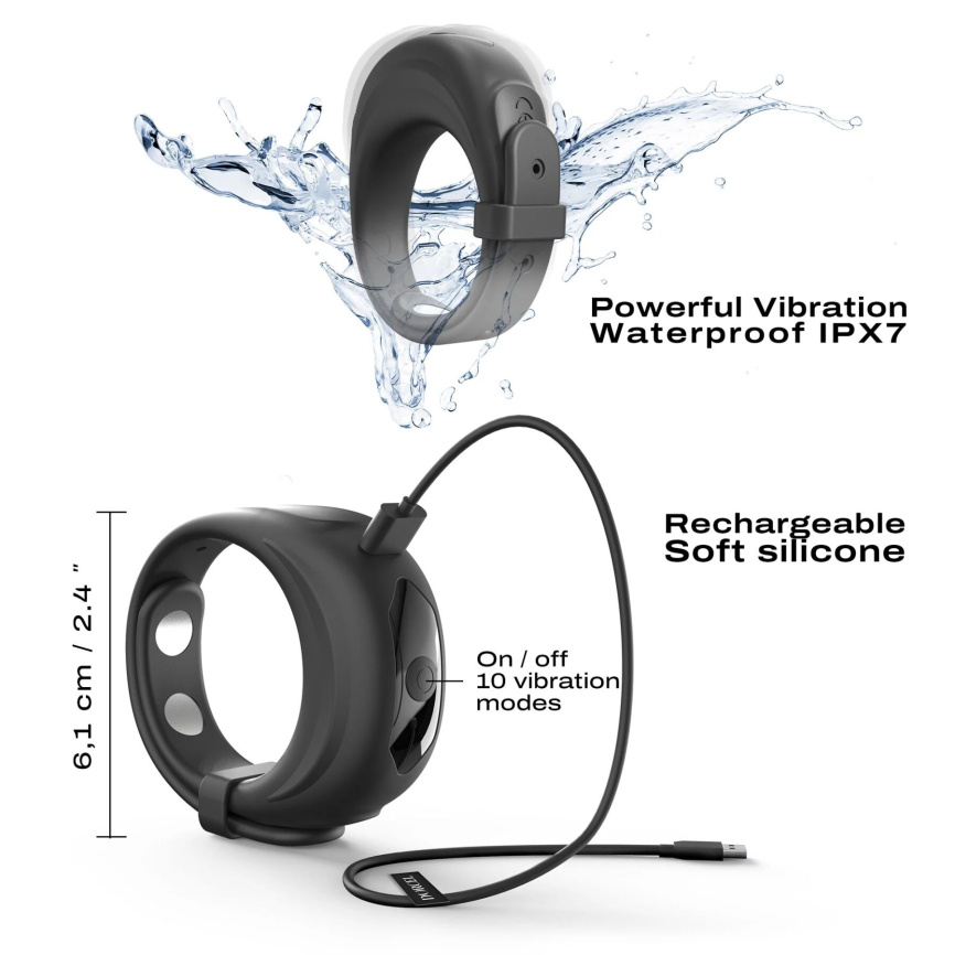 Ерекційне віброкільце Dorcel Fit Vibe Ring, регульований діаметр 4–5,7 см, 10 режимів фото 4