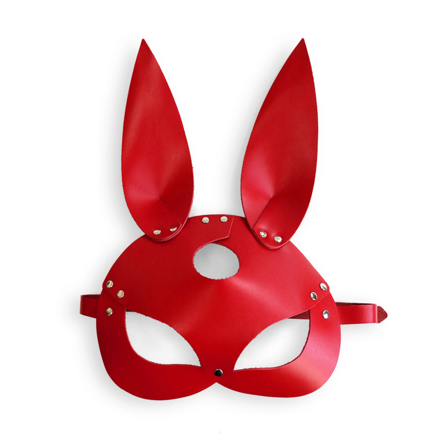Шкіряна маска Зайчика Art of Sex - Bunny mask, колір Червоний фото 3