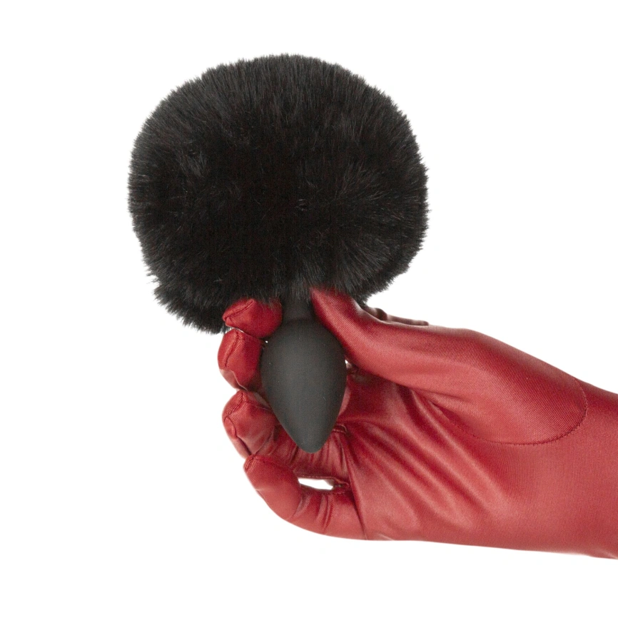 Анальная пробка с хвостом Punishment - Bunny Tail Silicone Anal Plug - Black фото 3