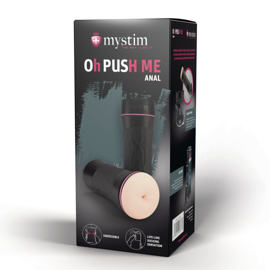 Мастурбатор-попка Mystim O(h) PUSH ME Anus, можна стискати та регулювати вакуум фото 7