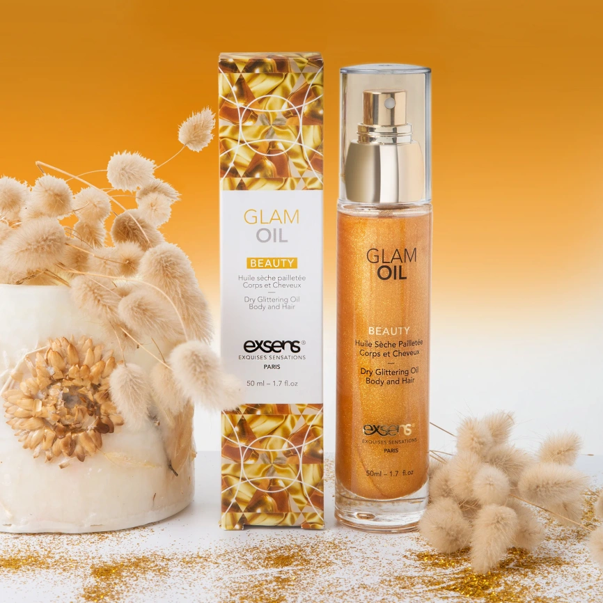 Масло для тела с блеском EXSENS Glam Oil 50мл, с маслом миндаля, без парабенов и феноксиэтанола фото 4