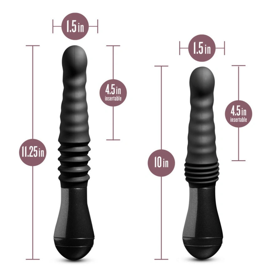 Пульсатор Blush Temptasia – Lazarus Thrusting Dildo – Black, ребристый ствол, 3 скорости фото 5