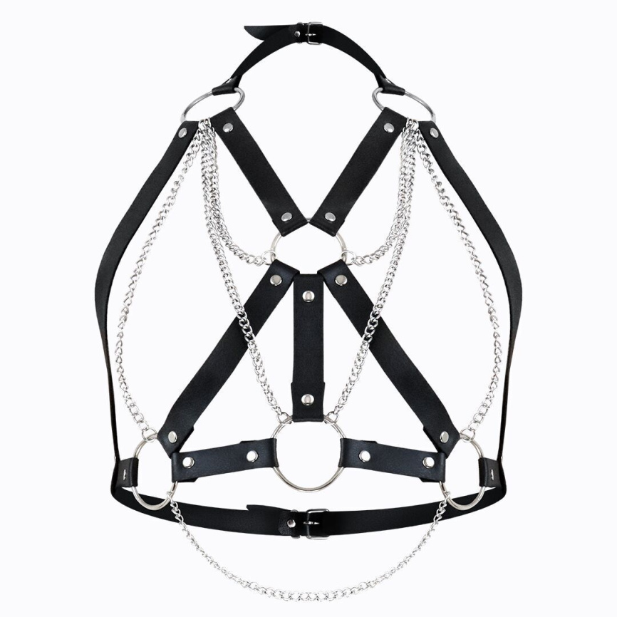 Портупея жіноча Art of Sex - Aiden Leather harness, Чорна L-2XL фото 1