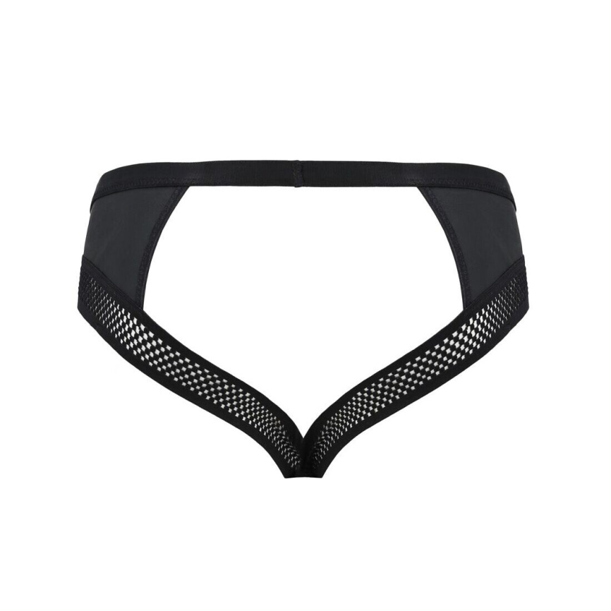 Чоловічі труси з ланцюжком Passion 030 SLIP TOM S/M Black, екошкіра, відкриті сідниці фото 12