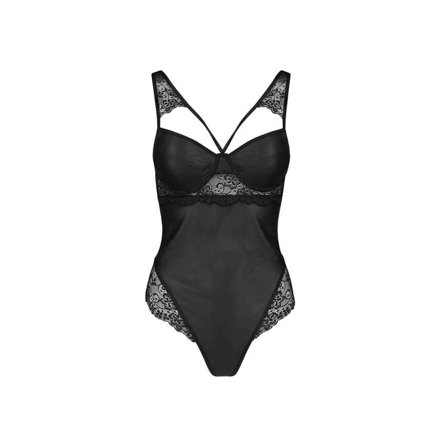 Боди из эко-кожи и кружева Passion LOONA BODY S/M, black фото 9