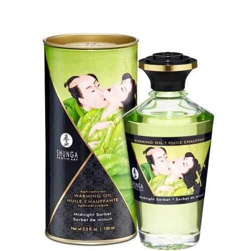 Разогревающее масло Shunga Aphrodisiac Warming Oil – Midnight Sorbet (100 мл) без сахара, вкусное фото 1