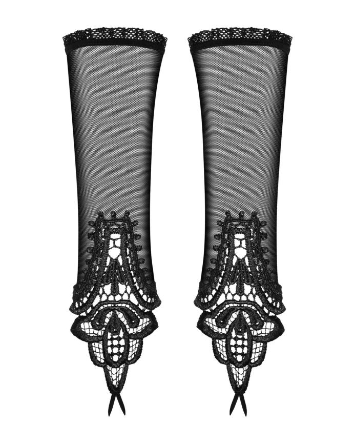 Сетчатые митенки с кружевом Obsessive Luiza mittens One size, черные фото 2