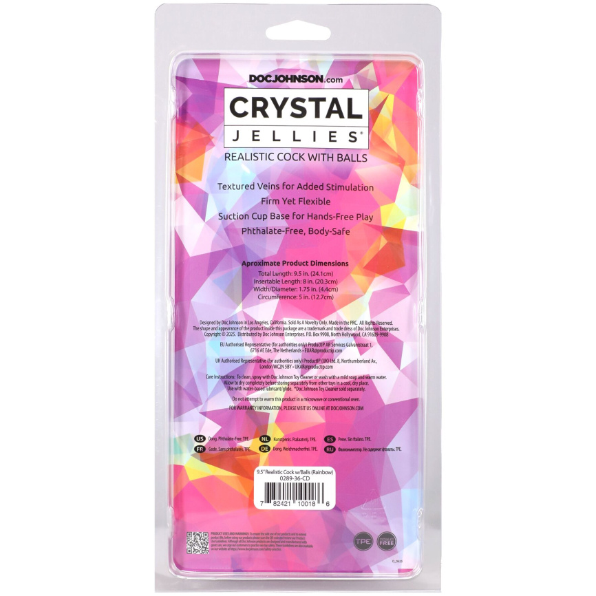 Фалоімітатор Doc Johnson Crystal Jellies - 9.5 Inch Dildo - Rainbow фото 6