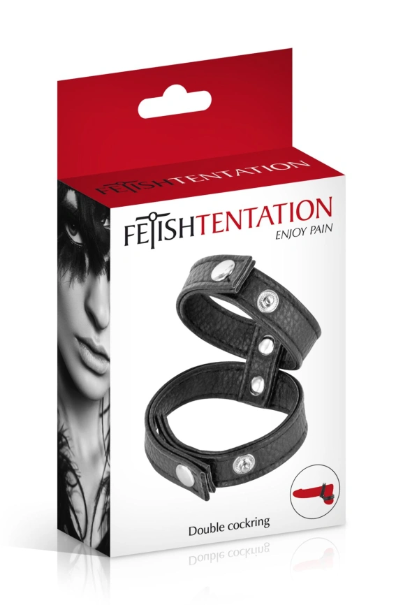 Двойное эрекционное кольцо с обхватом для мошонки Fetish Tentation Double Сockring фото 3