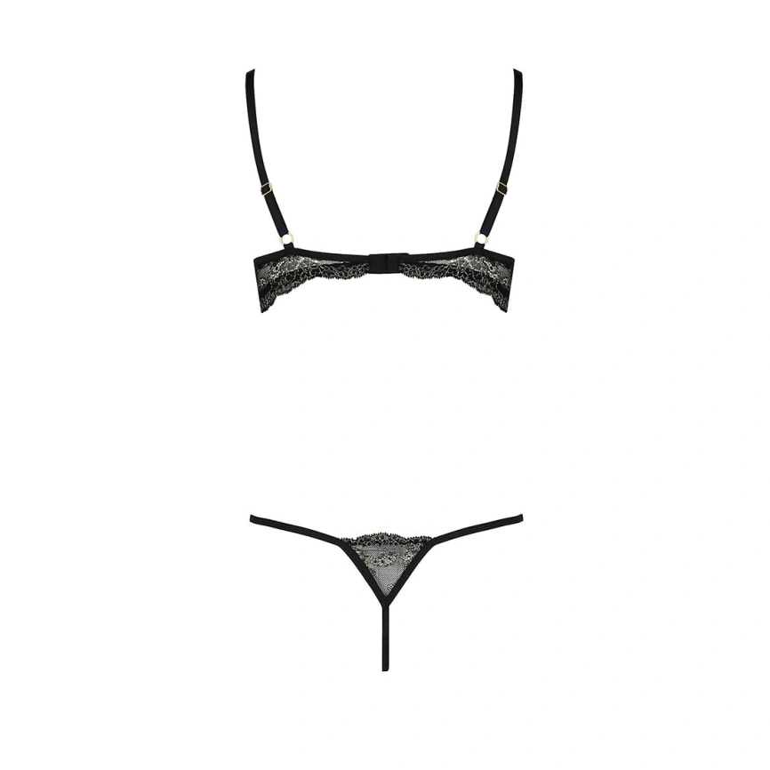 Комплект белья Passion Exclusive VALERY SET OpenBra L/XL, black, стрэпы, трусики, открытый лиф фото 8