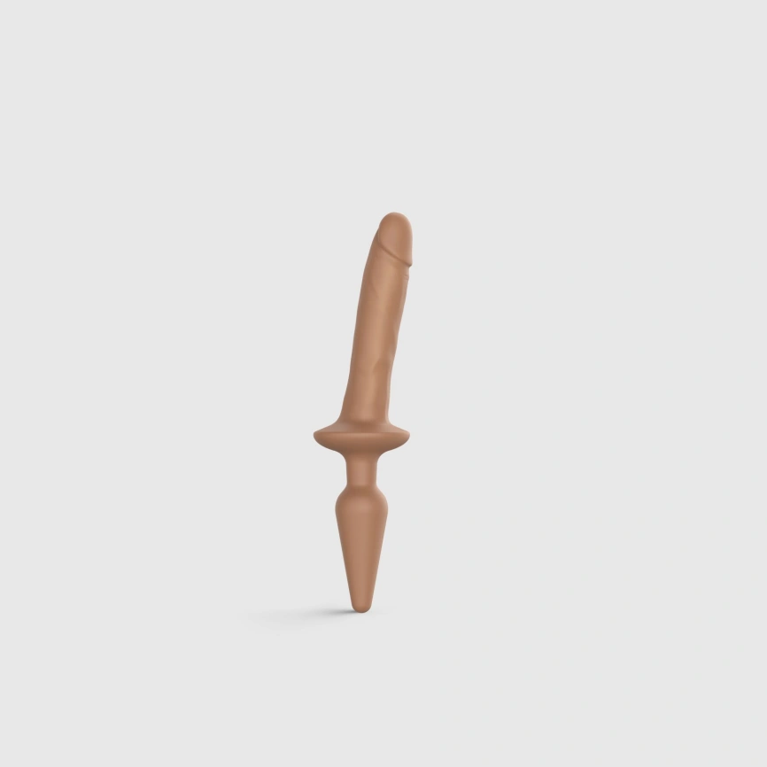 Анальная пробка с дилдо 2в1 Strap-On-Me SWITCH PLUG-IN REALISTIC DILDO Caramel S, диаметр 3,3/2,9 см фото 1