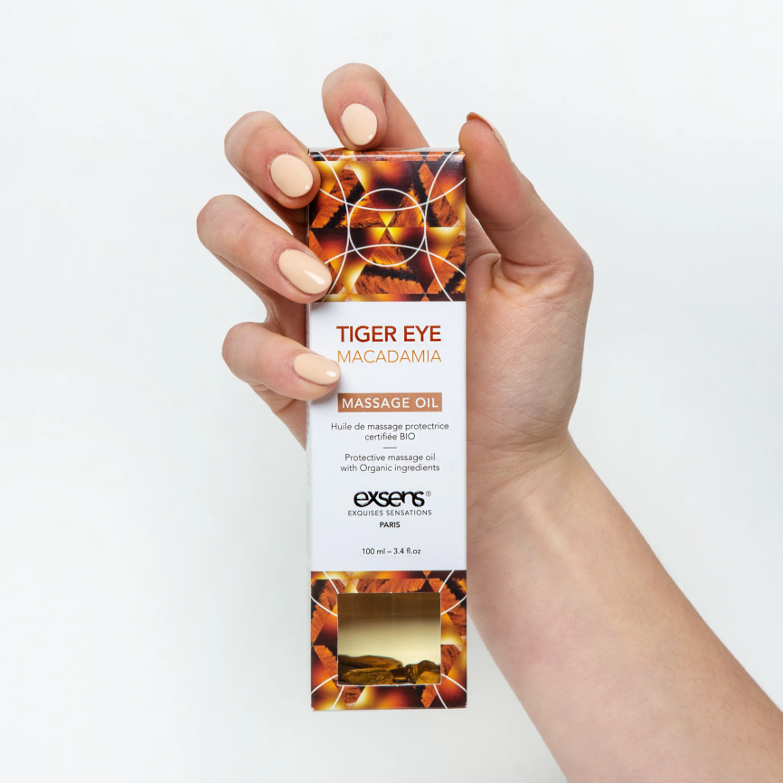 Масажна олія EXSENS Tiger Eye Macadamia (захист з тигровим оком) 100мл, натуральна фото 3