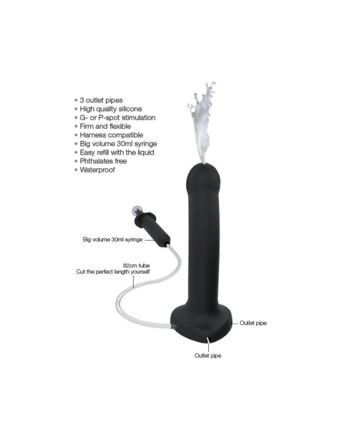 Фалоімітатор, що кінчає Strap-On-Me Dildo Cum Black, діаметр 3,6 см, силікон, насадка для страпону фото 3