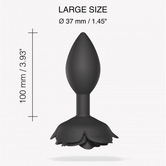 Силиконовая анальная пробка Love To Love OPEN ROSES L SIZE - BLACK ONYX фото 3